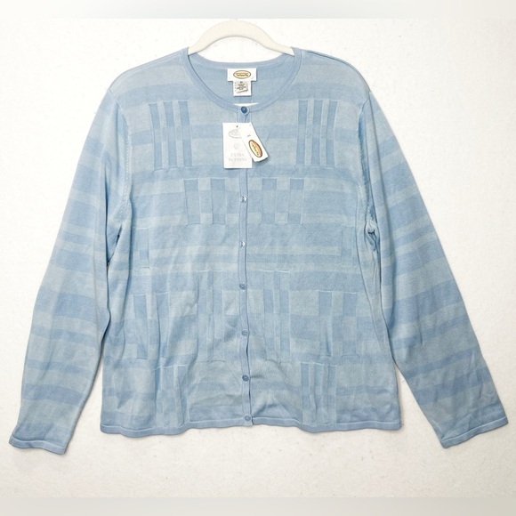 Vintage Talbots Sweater Tank Cardigan Set Women’s XL Light Blue 100% Silk - Picture 1 of 10